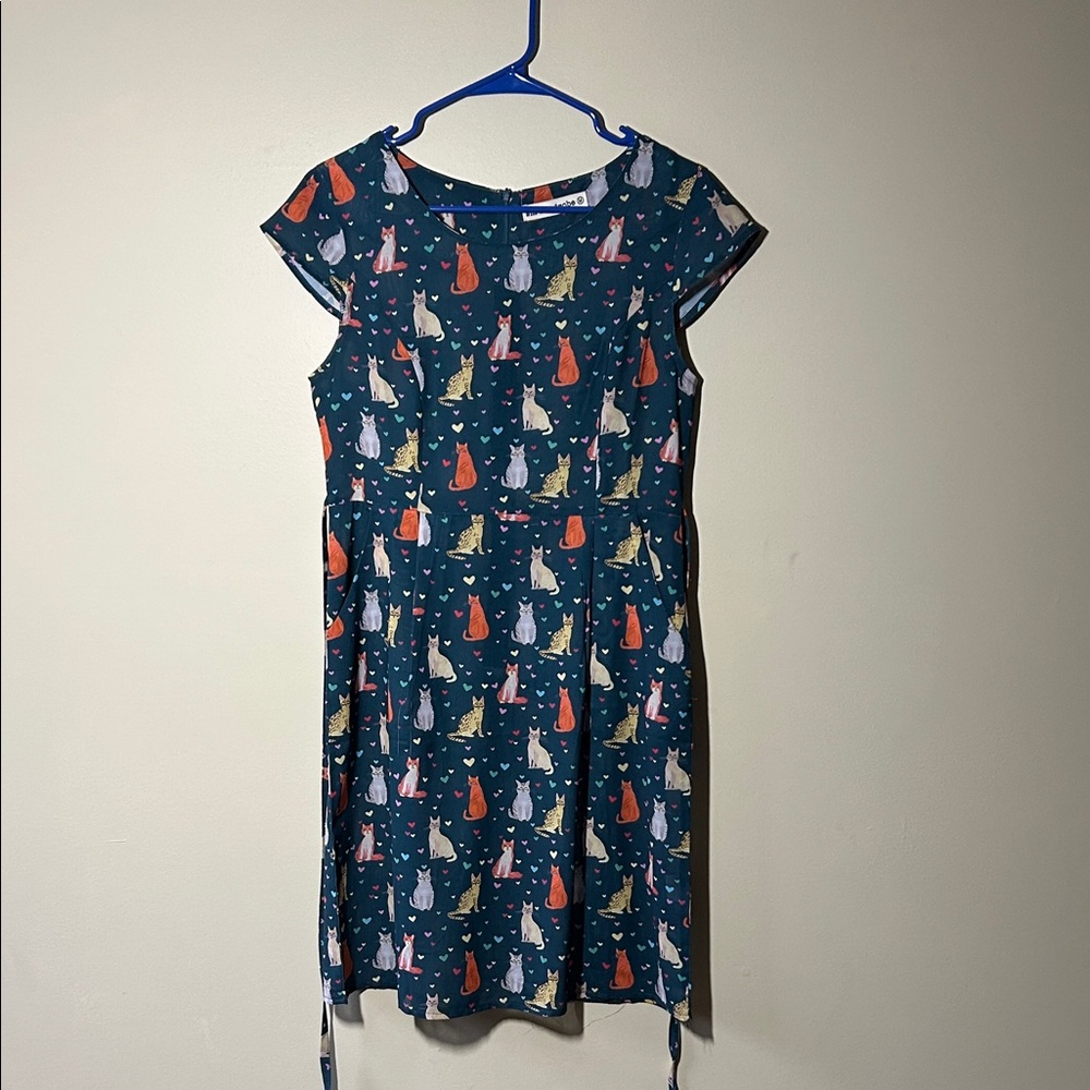 Cat Print Dress - Multicolor